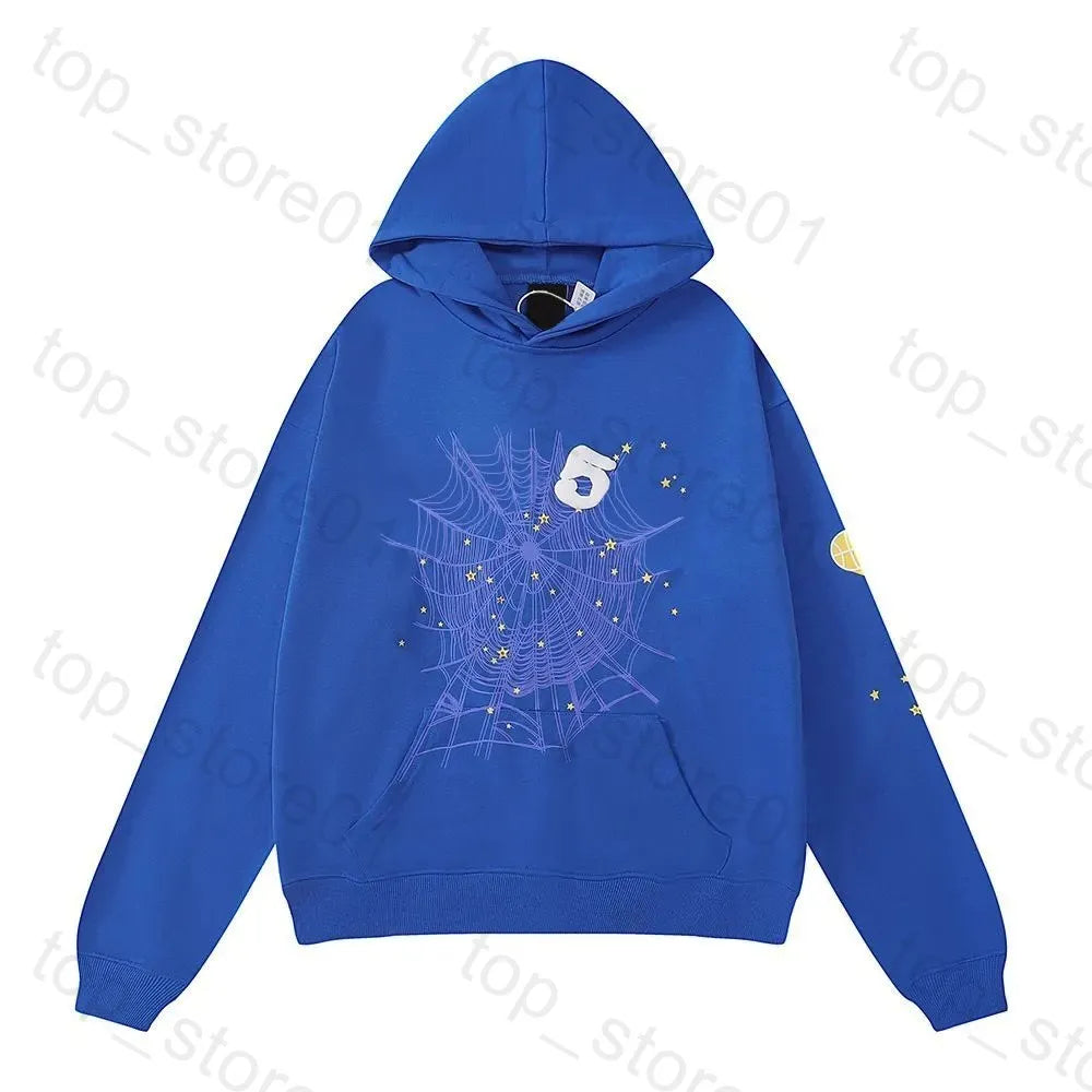 5A Designer Hoodie Mens Web Hoodie for Men 2025 Spider Hoody Women Polo Grid Five Cobweb Pink Spider Hoodies Hip Hop Tracksuit Print Pullover Net Spider Pants Suit 01