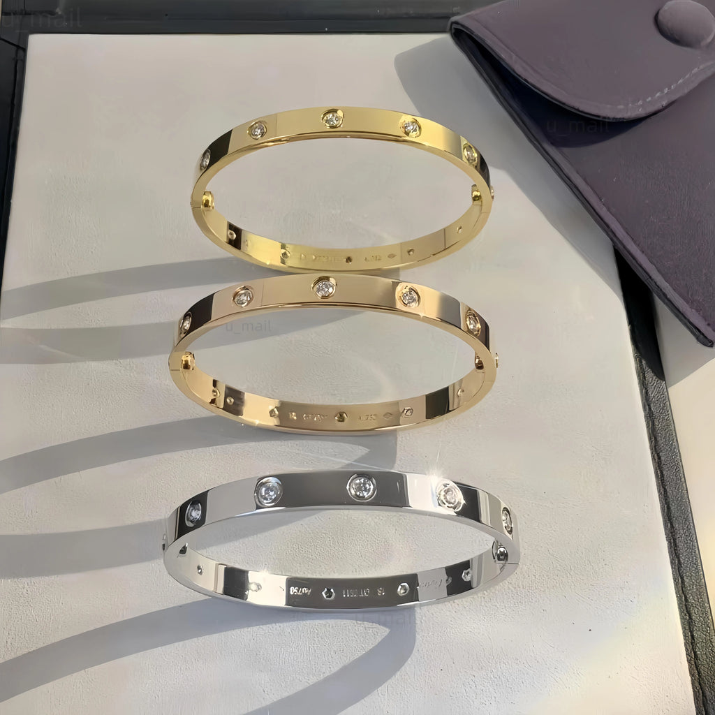 Designer Bracelet Bangle V-Gold Non Tarnish Screw Bracelet Women 6MM Wide 10 Diamond Mens Bracelets with Screwdriver Fine Gold Jewelry Woman Party Daily Outfit