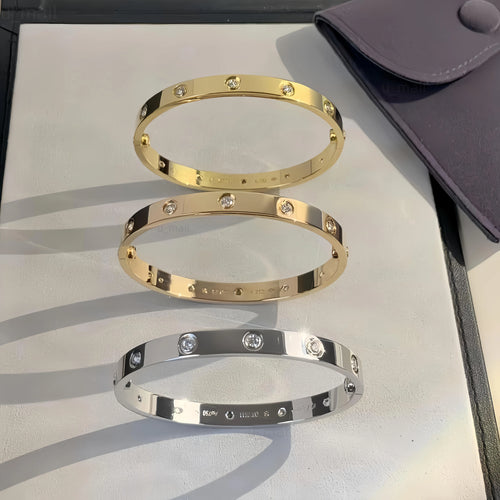 Designer Bracelet Bangle V-Gold Non Tarnish Screw Bracelet Women 6MM Wide 10 Diamond Mens Bracelets with Screwdriver Fine Gold Jewelry Woman Party Daily Outfit