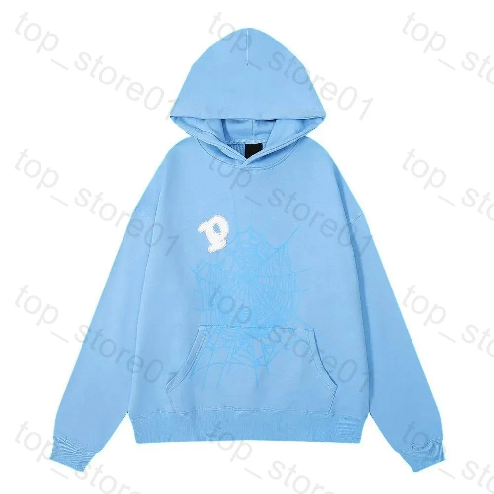 5A Designer Hoodie Mens Web Hoodie for Men 2025 Spider Hoody Women Polo Grid Five Cobweb Pink Spider Hoodies Hip Hop Tracksuit Print Pullover Net Spider Pants Suit 01