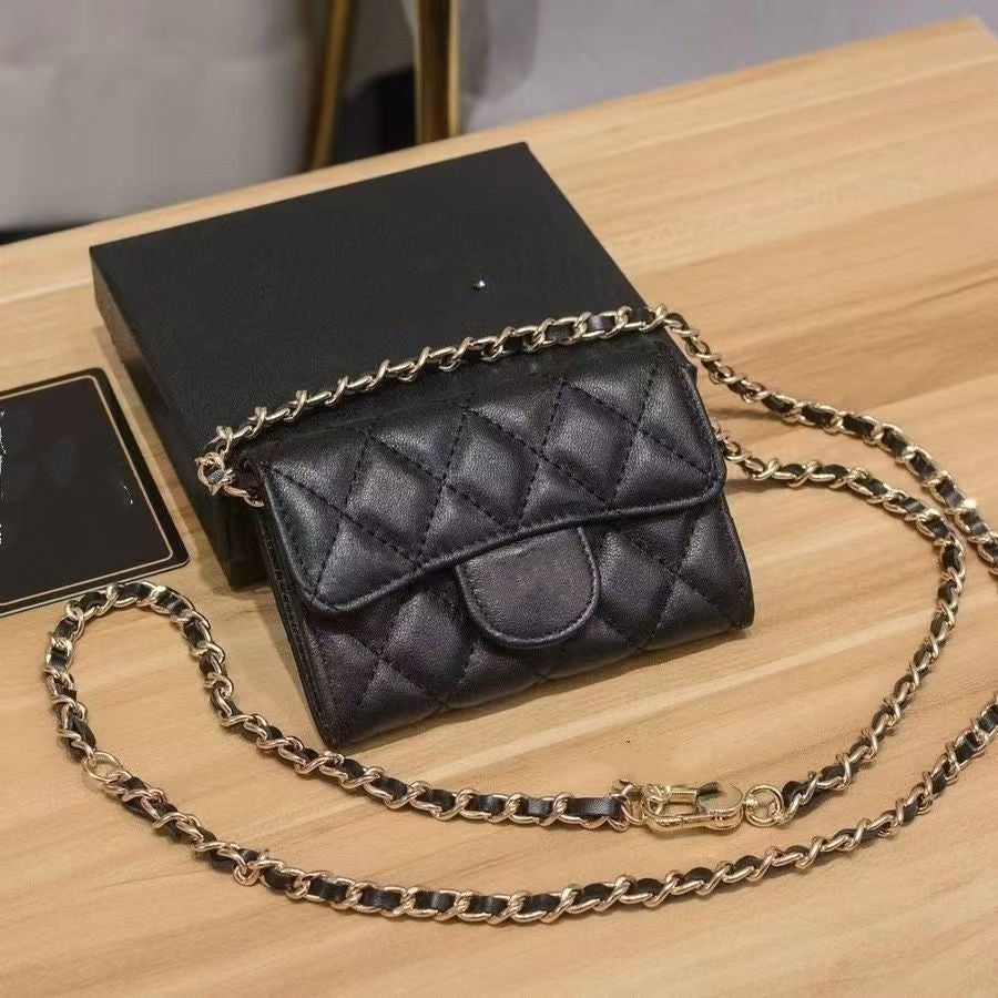 Top Designer Shoulder Bag Chain Handbag Plaid Wallet Double Letter Solid Buckle Sheepskin Caviar Pattern Women Luxury Evening Bag Mini Handbag 7750