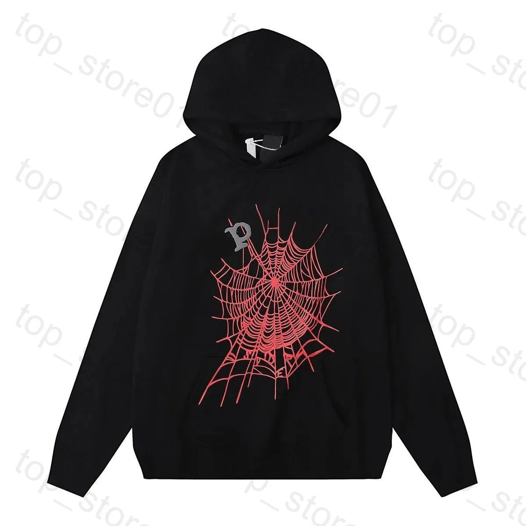 5A Designer Hoodie Mens Web Hoodie for Men 2025 Spider Hoody Women Polo Grid Five Cobweb Pink Spider Hoodies Hip Hop Tracksuit Print Pullover Net Spider Pants Suit 01