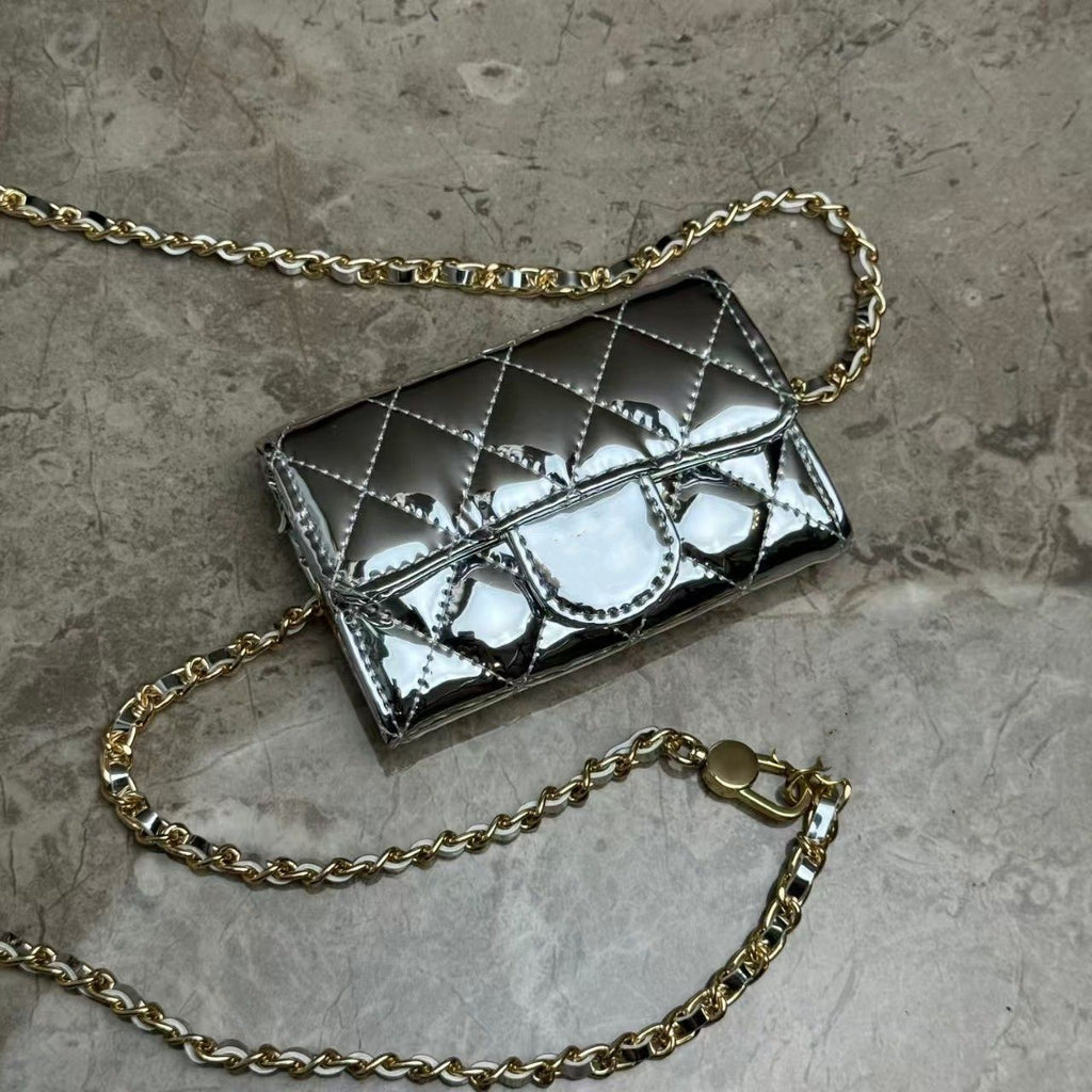 Top Designer Shoulder Bag Chain Handbag Plaid Wallet Double Letter Solid Buckle Sheepskin Caviar Pattern Women Luxury Evening Bag Mini Handbag 7750