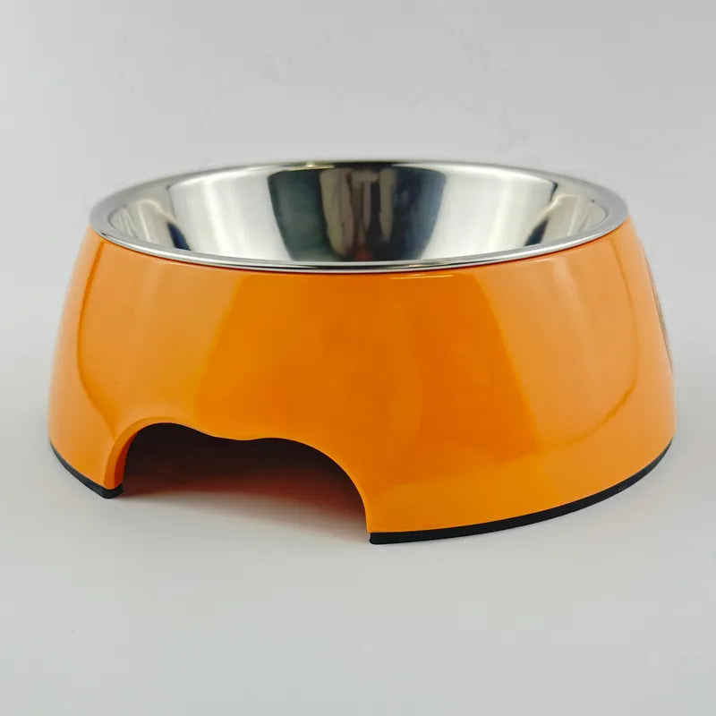 Designer Pets Bowls 2 in 1 Dog Food Water Bowl, Luxury Stainless Steel Pet Dishes Melamine Cat Feeder Bowls with Non-Skid Base for Medium Small Dog, Feeding, Drinking J30
