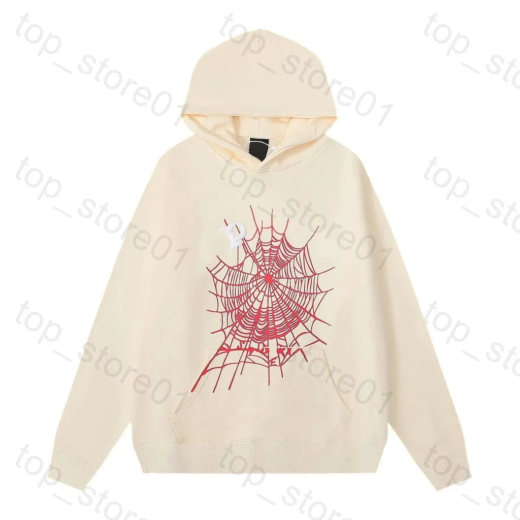 5A Designer Hoodie Mens Web Hoodie for Men 2025 Spider Hoody Women Polo Grid Five Cobweb Pink Spider Hoodies Hip Hop Tracksuit Print Pullover Net Spider Pants Suit 01