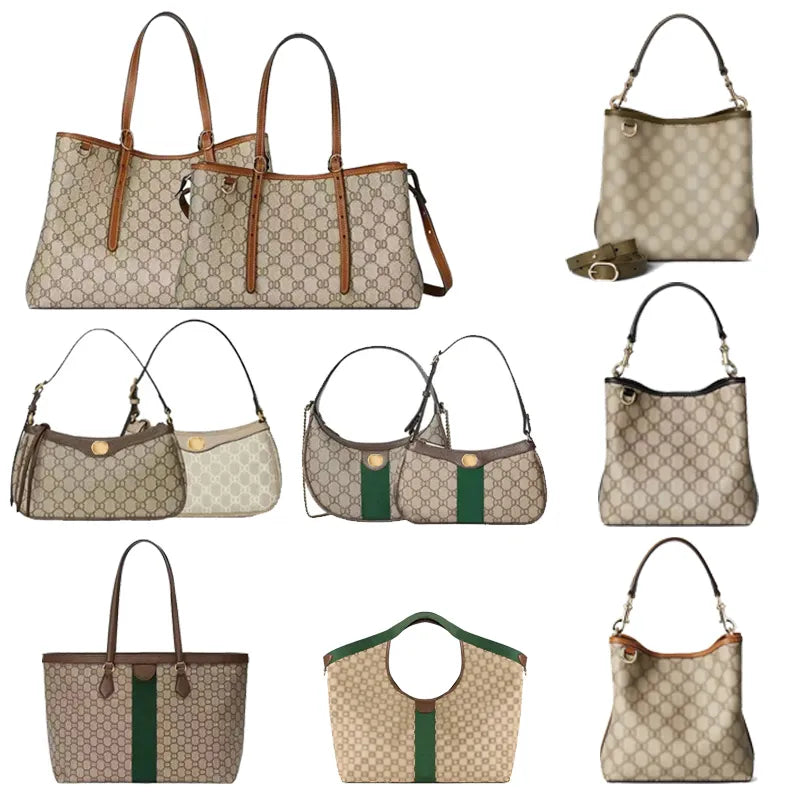High Quality Handbag Ophidias Designer Bag Women Large Capacity Emblem Tote Bag Luxury Canvas Half Moon Bag Fashion Crossbody Shoulder Bag Vintage Beach Travel Bag