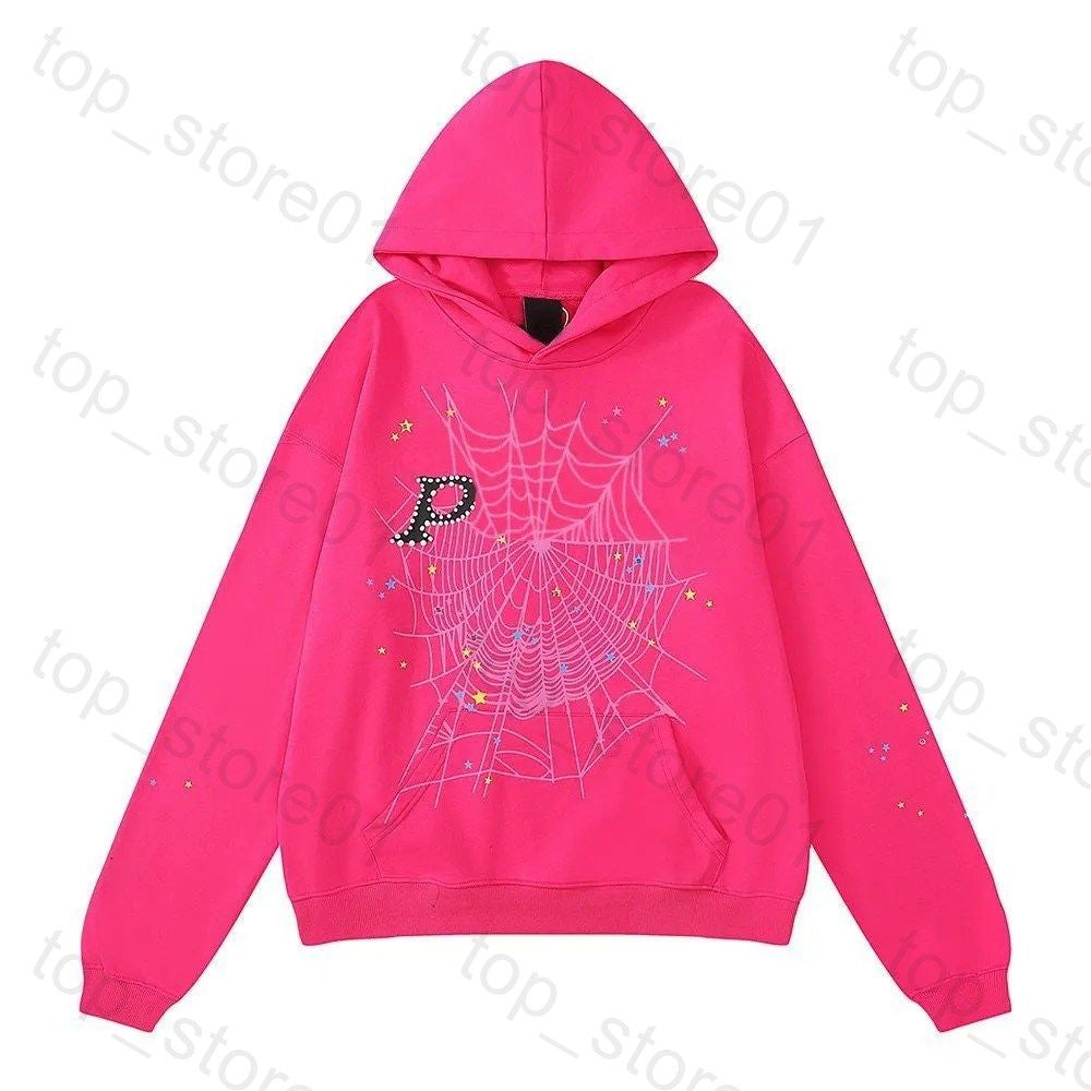 5A Designer Hoodie Mens Web Hoodie for Men 2025 Spider Hoody Women Polo Grid Five Cobweb Pink Spider Hoodies Hip Hop Tracksuit Print Pullover Net Spider Pants Suit 01