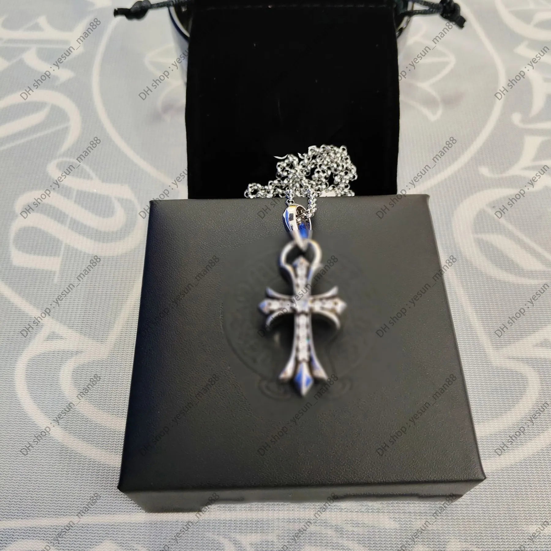 Chrome Necklace Bold Letter Cross Women Chromes Necklaces Designer Brand Flower Pendant Chain Men Chromed Jewelry Necklace A2Fr
