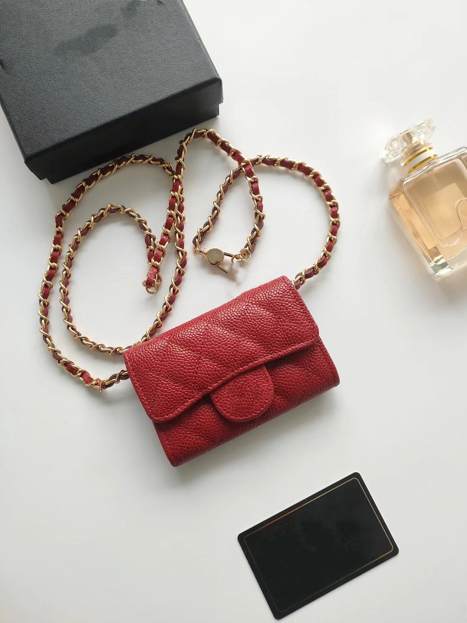 Top Designer Shoulder Bag Chain Handbag Plaid Wallet Double Letter Solid Buckle Sheepskin Caviar Pattern Women Luxury Evening Bag Mini Handbag 7750
