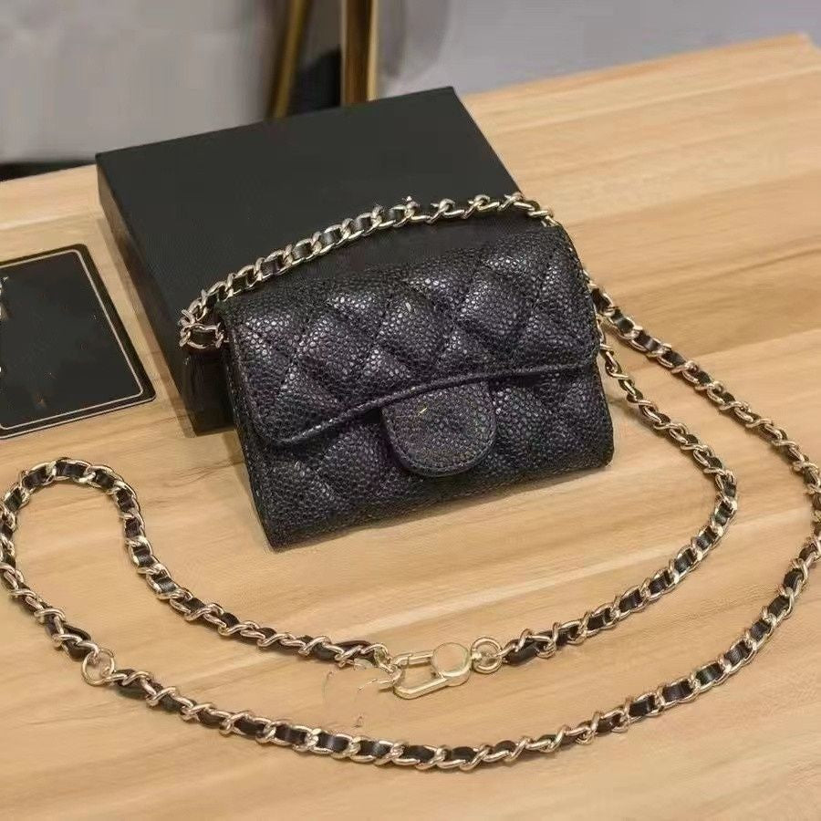 Top Designer Shoulder Bag Chain Handbag Plaid Wallet Double Letter Solid Buckle Sheepskin Caviar Pattern Women Luxury Evening Bag Mini Handbag 7750