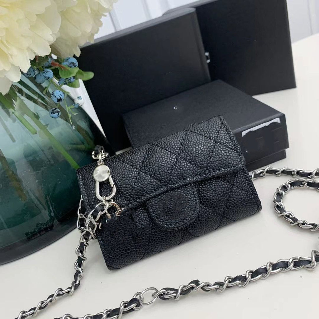 Top Designer Shoulder Bag Chain Handbag Plaid Wallet Double Letter Solid Buckle Sheepskin Caviar Pattern Women Luxury Evening Bag Mini Handbag 7750