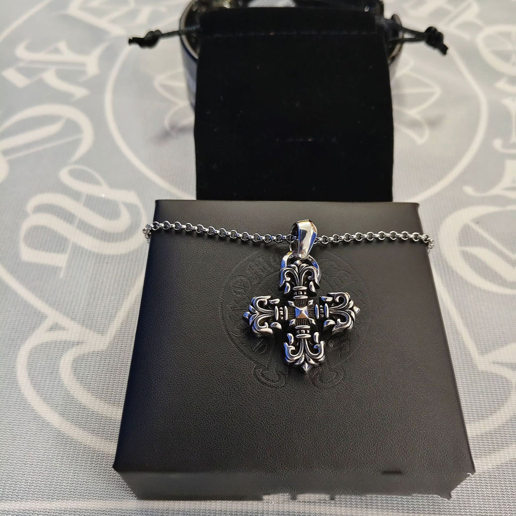 Chrome Necklace Bold Letter Cross Women Chromes Necklaces Designer Brand Flower Pendant Chain Men Chromed Jewelry Necklace A2Fr