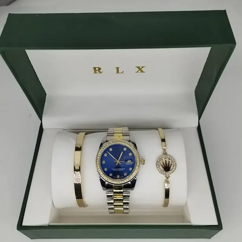 3Pcs Set Watch Luxury Designer High Quality Women Pink Dial Hollow Strap Fashion Gold Bracelet Quartz Wristwatch Student Ladies Watches Reloj Mujer with Box A3269