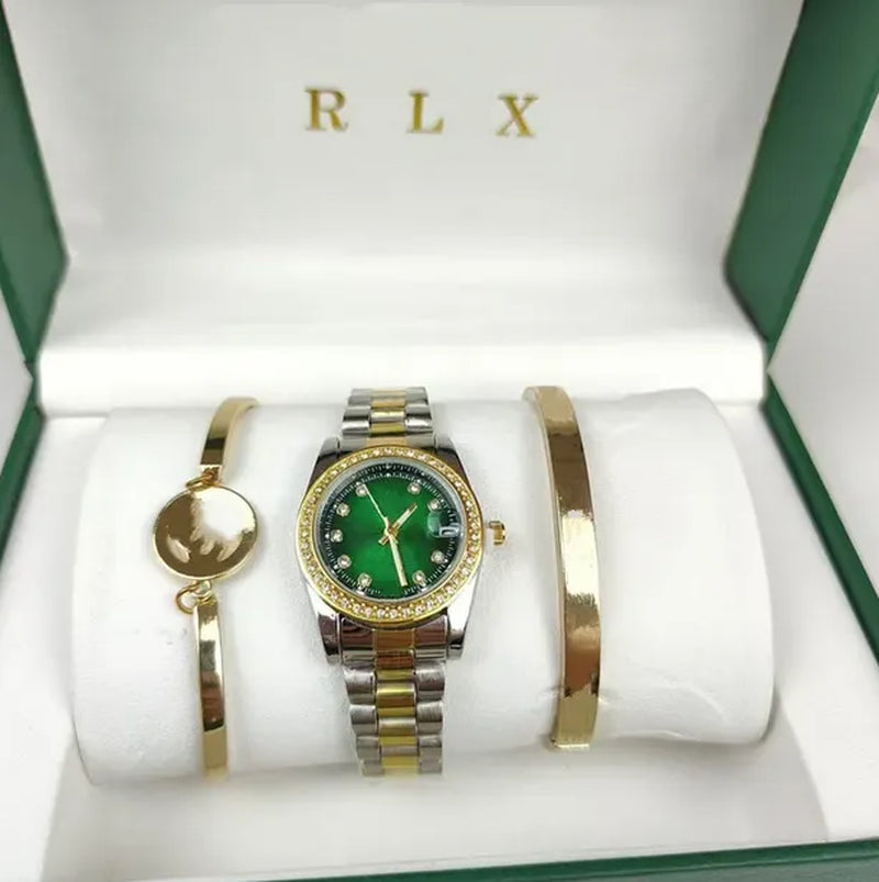 3Pcs Set Watch Luxury Designer High Quality Women Pink Dial Hollow Strap Fashion Gold Bracelet Quartz Wristwatch Student Ladies Watches Reloj Mujer with Box A3269