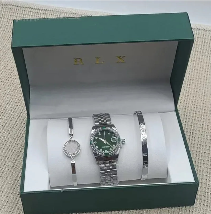 3Pcs Set Watch Luxury Designer High Quality Women Pink Dial Hollow Strap Fashion Gold Bracelet Quartz Wristwatch Student Ladies Watches Reloj Mujer with Box A3269