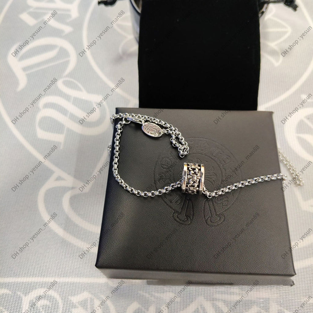 Chrome Necklace Bold Letter Cross Women Chromes Necklaces Designer Brand Flower Pendant Chain Men Chromed Jewelry Necklace A2Fr