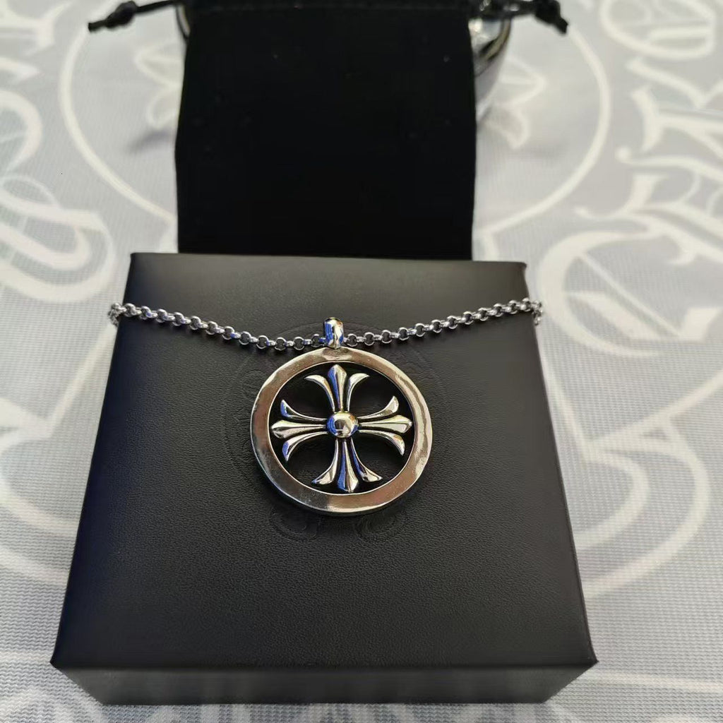 Chrome Necklace Bold Letter Cross Women Chromes Necklaces Designer Brand Flower Pendant Chain Men Chromed Jewelry Necklace A2Fr