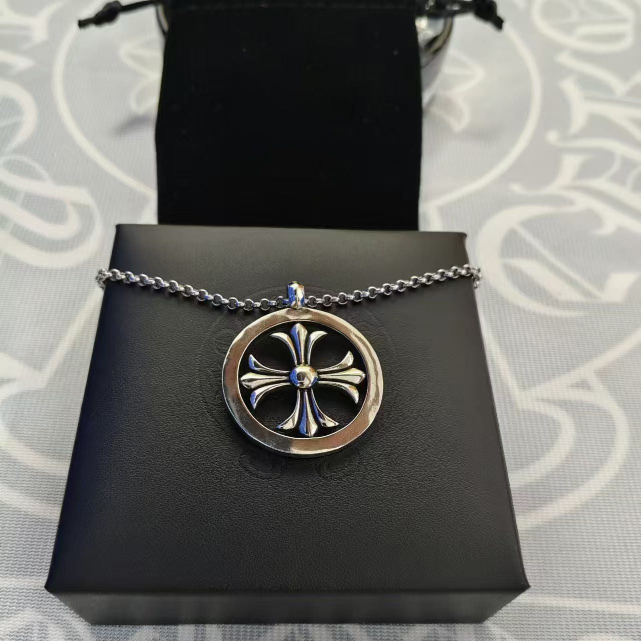 Chrome Necklace Bold Letter Cross Women Chromes Necklaces Designer Brand Flower Pendant Chain Men Chromed Jewelry Necklace A2Fr