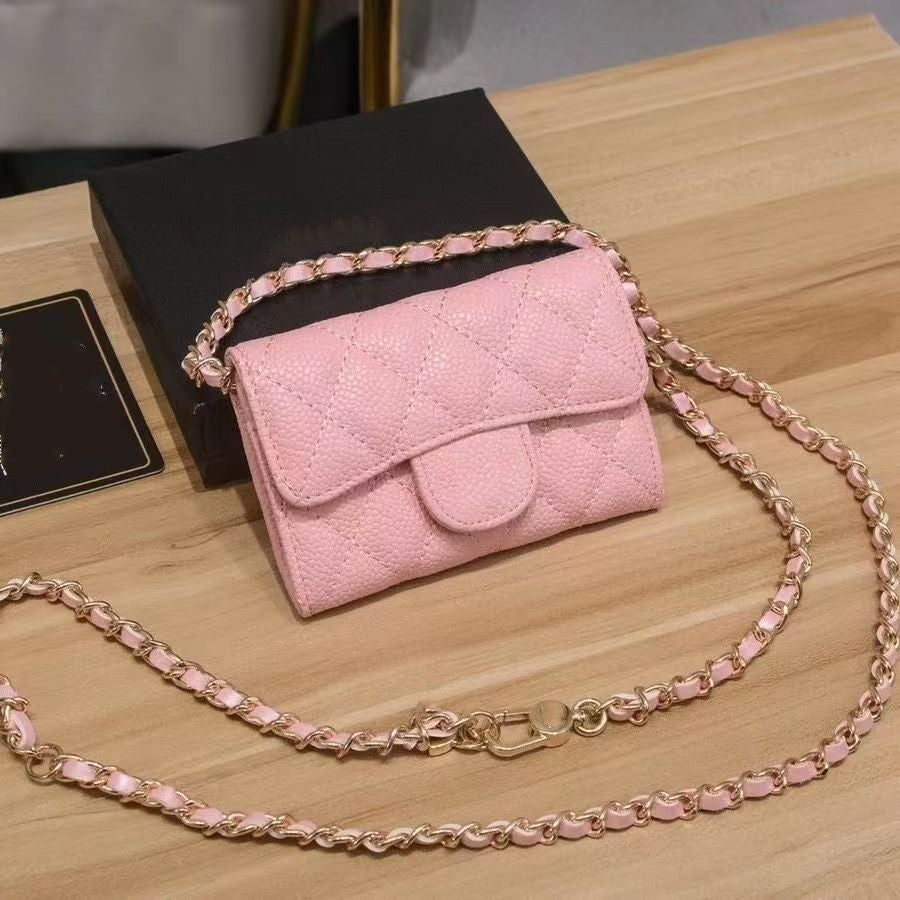 Top Designer Shoulder Bag Chain Handbag Plaid Wallet Double Letter Solid Buckle Sheepskin Caviar Pattern Women Luxury Evening Bag Mini Handbag 7750
