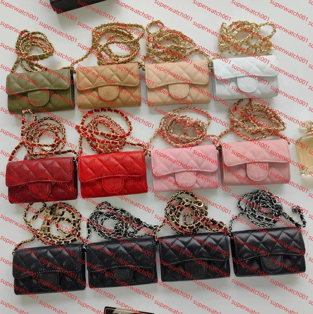 Top Designer Shoulder Bag Chain Handbag Plaid Wallet Double Letter Solid Buckle Sheepskin Caviar Pattern Women Luxury Evening Bag Mini Handbag 7750
