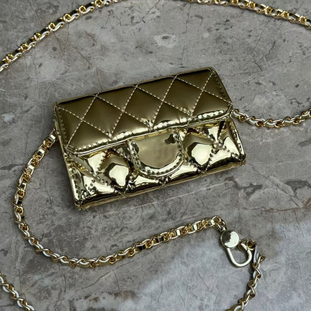 Top Designer Shoulder Bag Chain Handbag Plaid Wallet Double Letter Solid Buckle Sheepskin Caviar Pattern Women Luxury Evening Bag Mini Handbag 7750