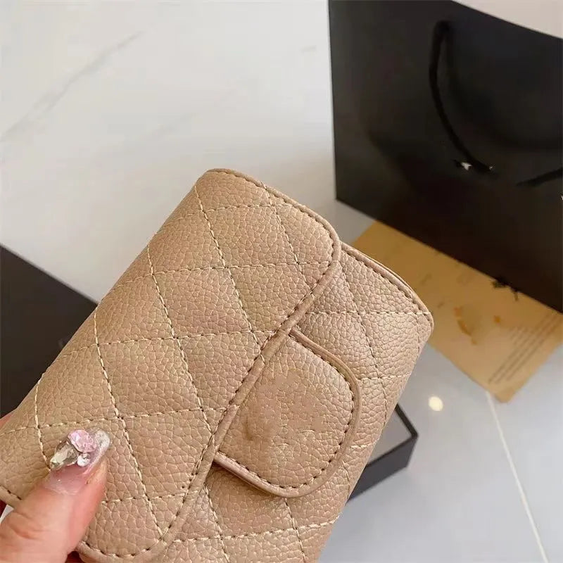 Top Designer Shoulder Bag Chain Handbag Plaid Wallet Double Letter Solid Buckle Sheepskin Caviar Pattern Women Luxury Evening Bag Mini Handbag 7750