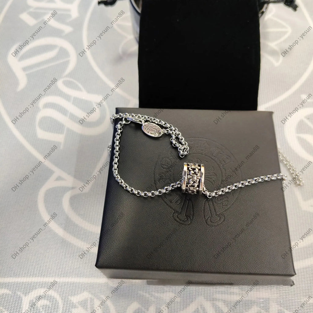 Chrome Necklace Bold Letter Cross Women Chromes Necklaces Designer Brand Flower Pendant Chain Men Chromed Jewelry Necklace A2Fr