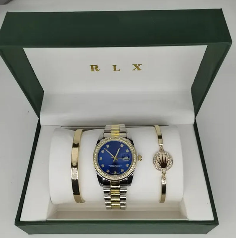 3Pcs Set Watch Luxury Designer High Quality Women Pink Dial Hollow Strap Fashion Gold Bracelet Quartz Wristwatch Student Ladies Watches Reloj Mujer with Box A3269