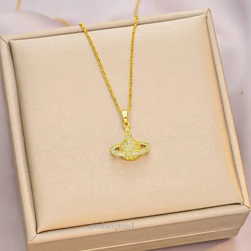 Designer Necklaces Planet Necklaces Sier Gold Moissanite Colorful Necklace Saturn Necklace Royal Party Designer Jewelry
