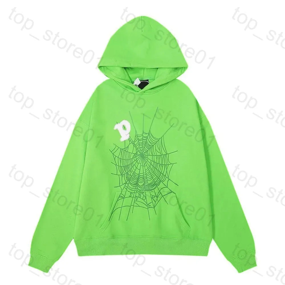 5A Designer Hoodie Mens Web Hoodie for Men 2025 Spider Hoody Women Polo Grid Five Cobweb Pink Spider Hoodies Hip Hop Tracksuit Print Pullover Net Spider Pants Suit 01