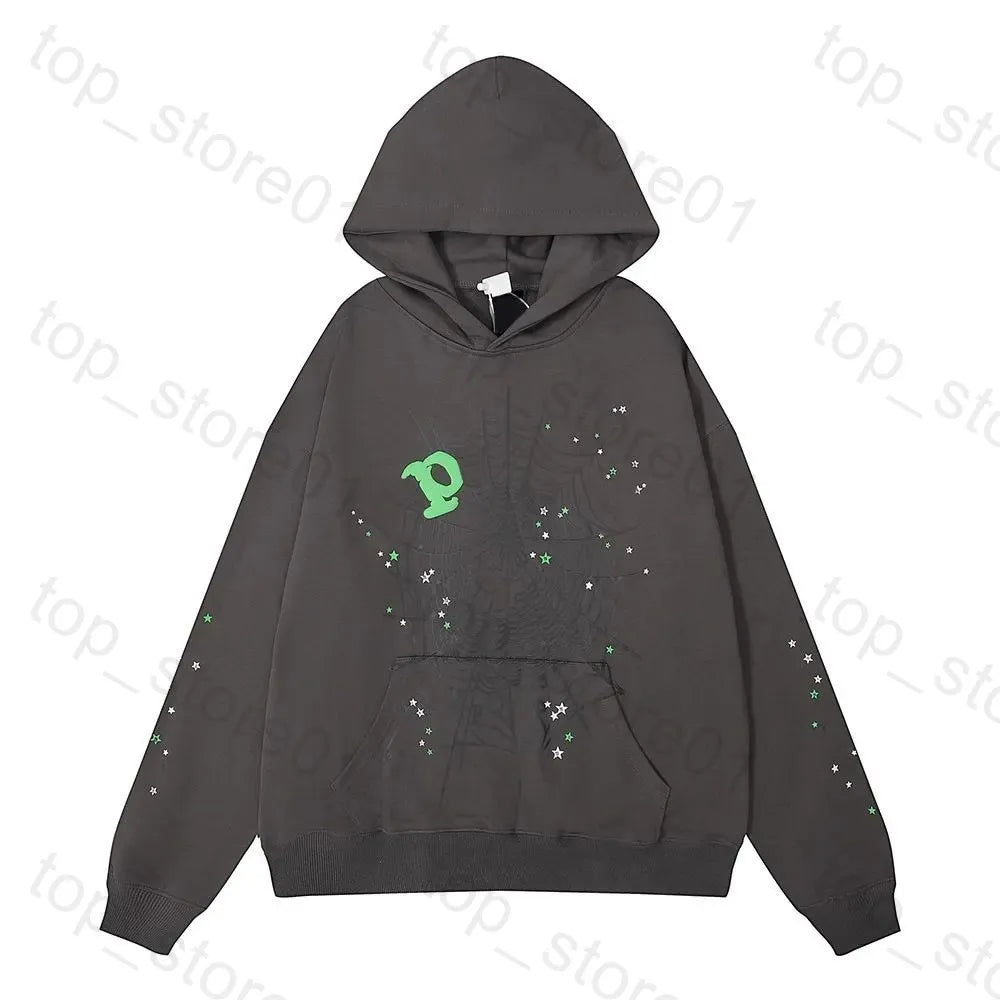 5A Designer Hoodie Mens Web Hoodie for Men 2025 Spider Hoody Women Polo Grid Five Cobweb Pink Spider Hoodies Hip Hop Tracksuit Print Pullover Net Spider Pants Suit 01