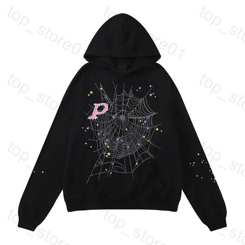 5A Designer Hoodie Mens Web Hoodie for Men 2025 Spider Hoody Women Polo Grid Five Cobweb Pink Spider Hoodies Hip Hop Tracksuit Print Pullover Net Spider Pants Suit 01