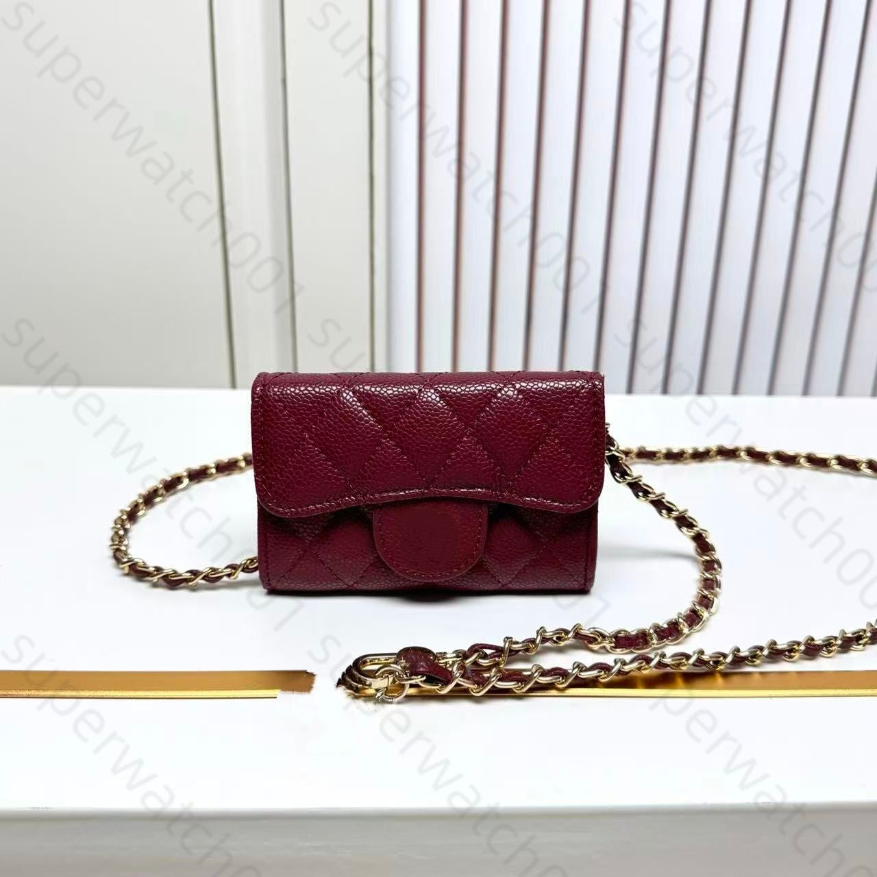Top Designer Shoulder Bag Chain Handbag Plaid Wallet Double Letter Solid Buckle Sheepskin Caviar Pattern Women Luxury Evening Bag Mini Handbag 7750