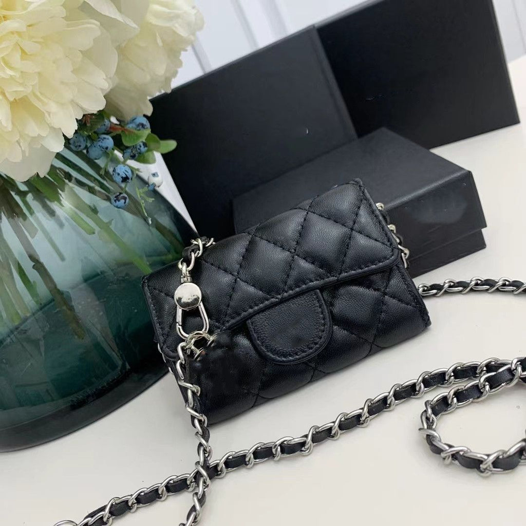 Top Designer Shoulder Bag Chain Handbag Plaid Wallet Double Letter Solid Buckle Sheepskin Caviar Pattern Women Luxury Evening Bag Mini Handbag 7750