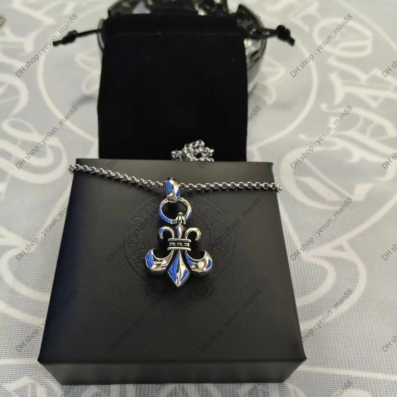 Chrome Necklace Bold Letter Cross Women Chromes Necklaces Designer Brand Flower Pendant Chain Men Chromed Jewelry Necklace A2Fr