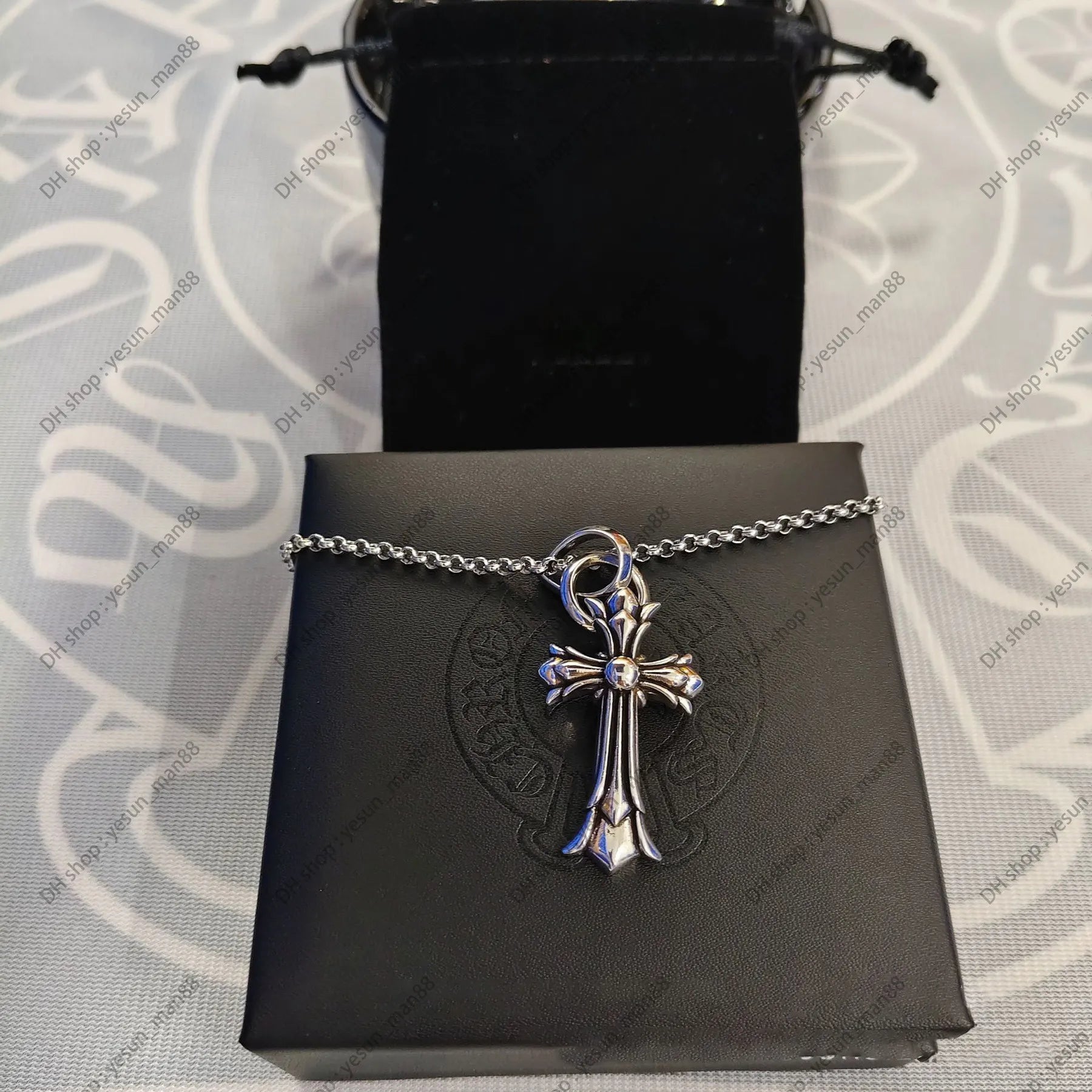 Chrome Necklace Bold Letter Cross Women Chromes Necklaces Designer Brand Flower Pendant Chain Men Chromed Jewelry Necklace A2Fr