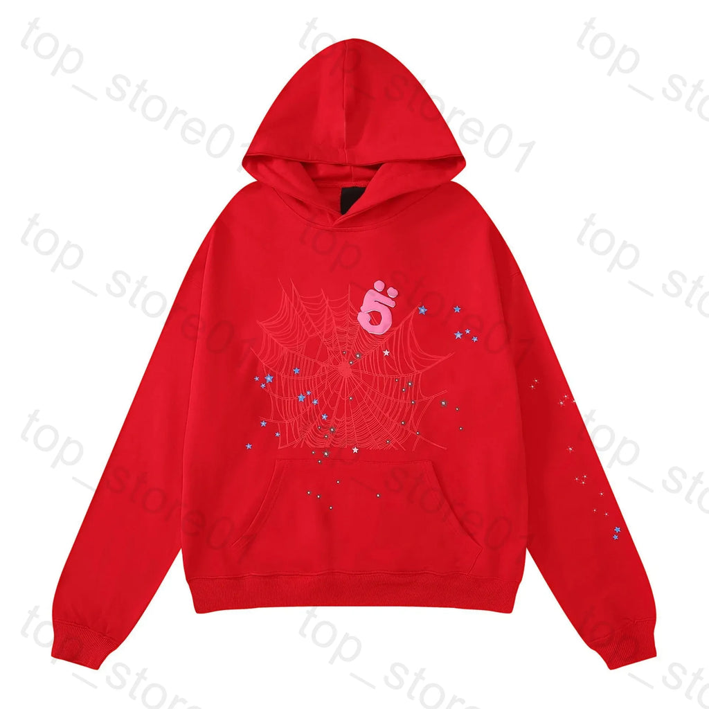 5A Designer Hoodie Mens Web Hoodie for Men 2025 Spider Hoody Women Polo Grid Five Cobweb Pink Spider Hoodies Hip Hop Tracksuit Print Pullover Net Spider Pants Suit 01