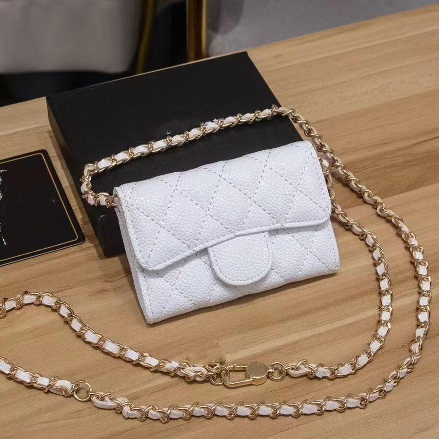Top Designer Shoulder Bag Chain Handbag Plaid Wallet Double Letter Solid Buckle Sheepskin Caviar Pattern Women Luxury Evening Bag Mini Handbag 7750