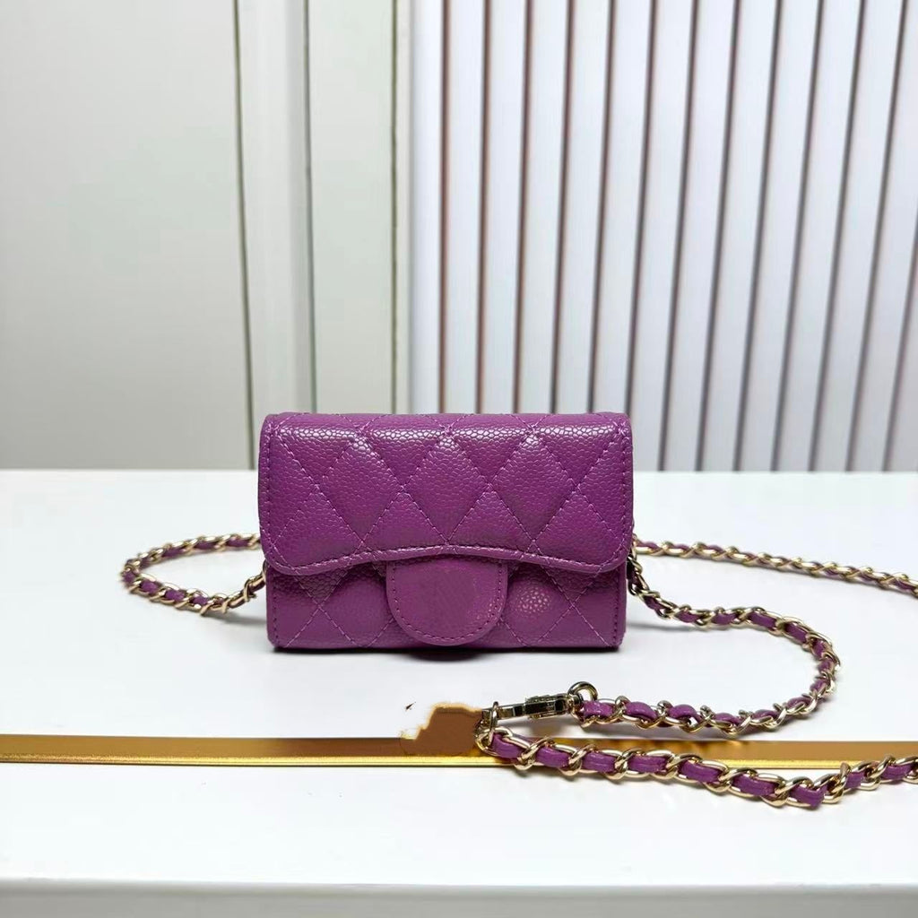 Top Designer Shoulder Bag Chain Handbag Plaid Wallet Double Letter Solid Buckle Sheepskin Caviar Pattern Women Luxury Evening Bag Mini Handbag 7750