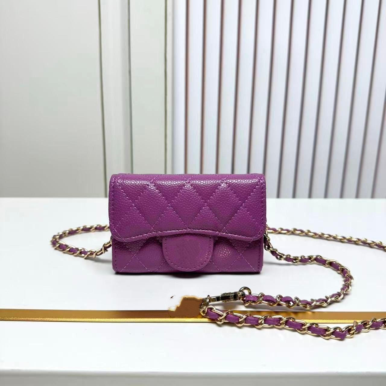 Top Designer Shoulder Bag Chain Handbag Plaid Wallet Double Letter Solid Buckle Sheepskin Caviar Pattern Women Luxury Evening Bag Mini Handbag 7750